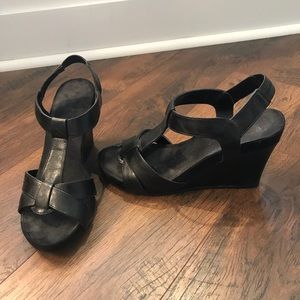 Black Wedge Sandals